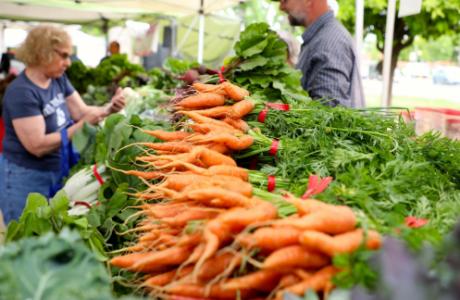 Photo of farm stand with carrots on the display