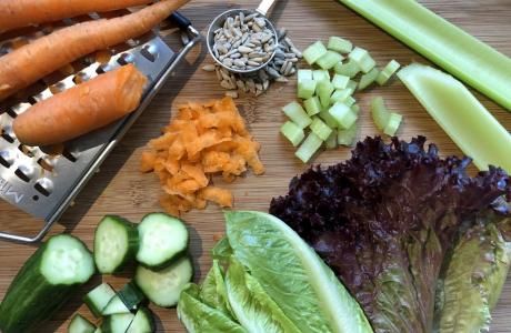 Veggies chopped on a cutting board