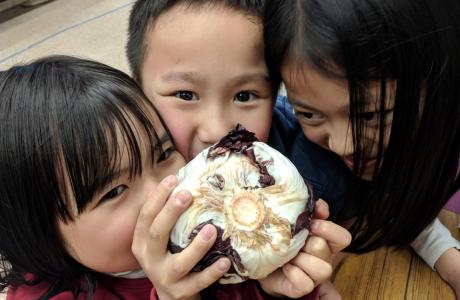 Kids with radicchio