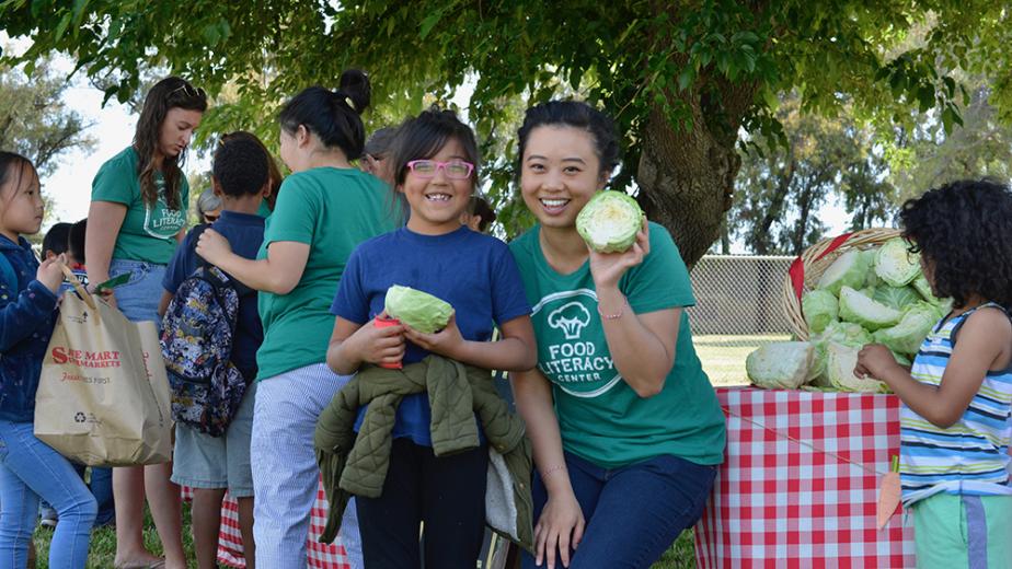 Staff and student with cabbage