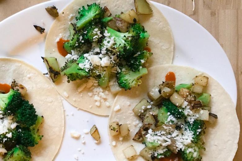 Broccoli potato taco