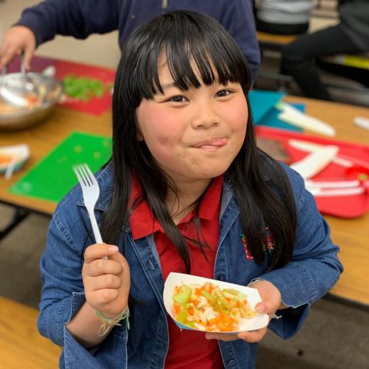 Girl eating the recipe she made