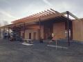 Back of building, outdoor classroom/patio area